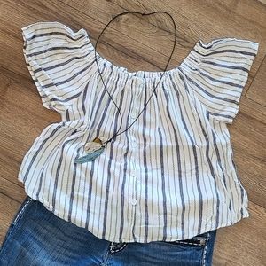DAILY SPECIAL striped top - Off shoulder, cropped - size L, fits like M.